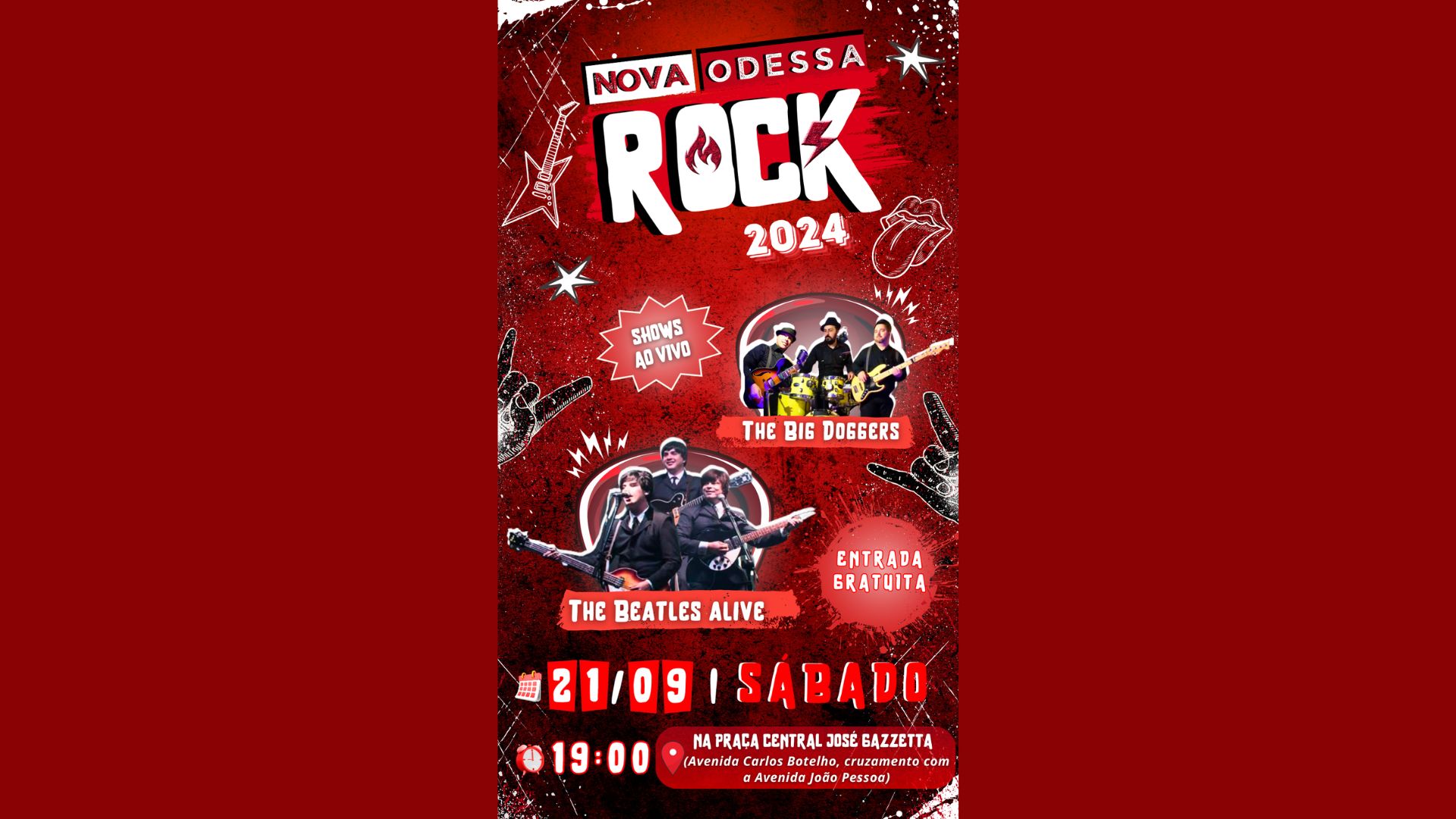 Nova Odessa Rock 2024 traz shows gratuitos de The Beatles Alive e The Big Doggers