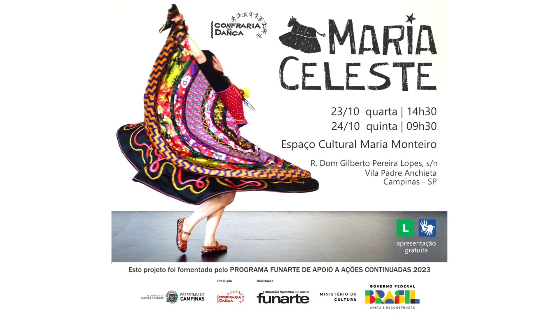 Espetáculo Gratuito 'Maria Celeste' no Espaço Cultural Maria Monteiro em Campinas