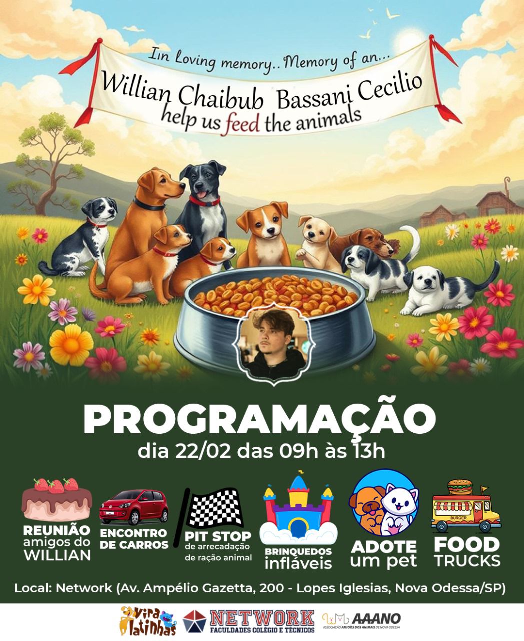 Mantenha Vivo o Legado de Willian: Participe da Arrecadação de Ração e do Picnic Pet em Nova Odessa