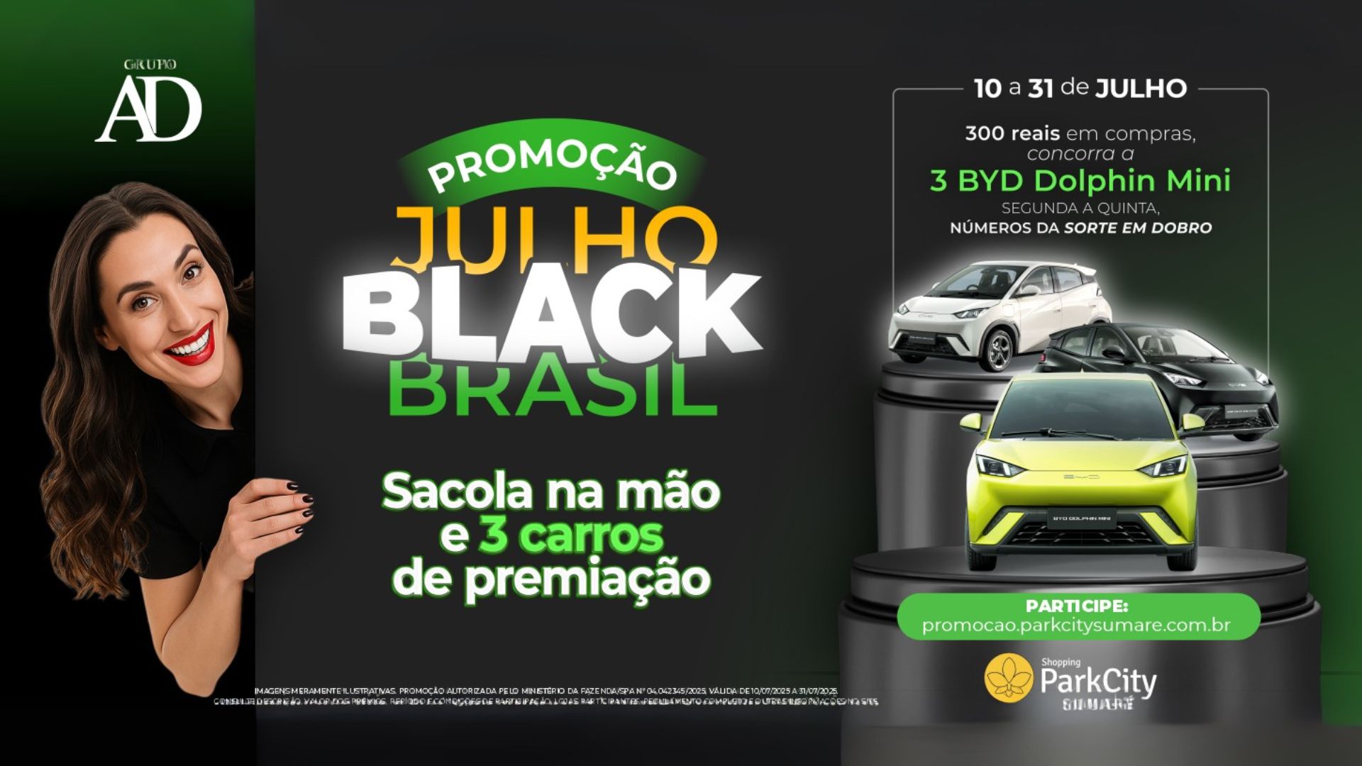Shopping ParkCity Sumaré sorteia três carros elétricos na campanha Julho Black Brasil 2025