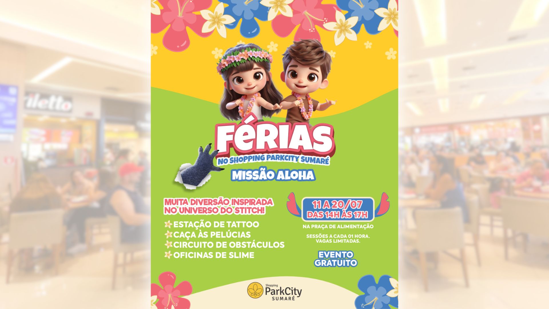 Shopping ParkCity Sumaré promove evento gratuito 'Missão Aloha' para crianças nas férias