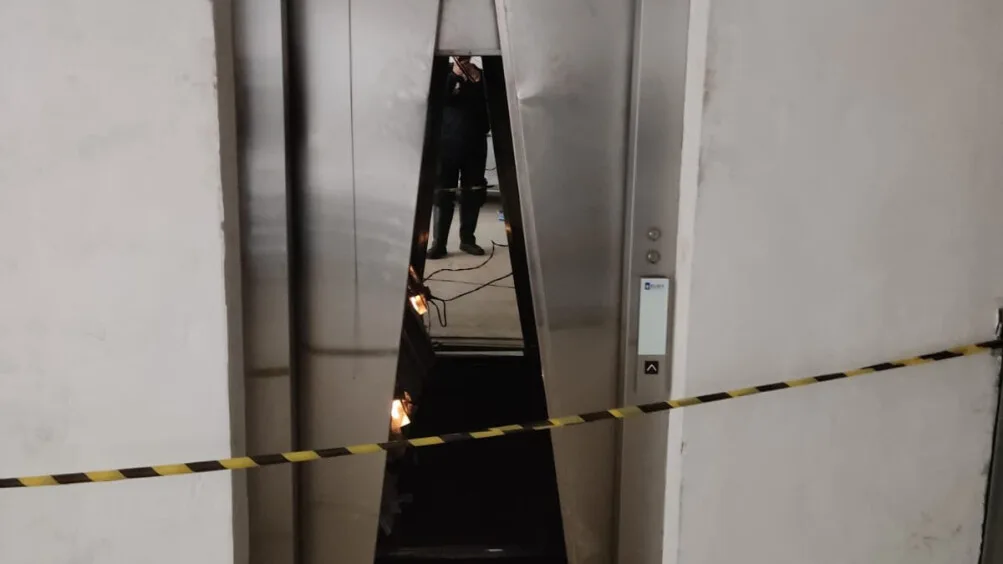 Fachada de prédio comercial em Hortolândia onde ocorreu a queda do elevador