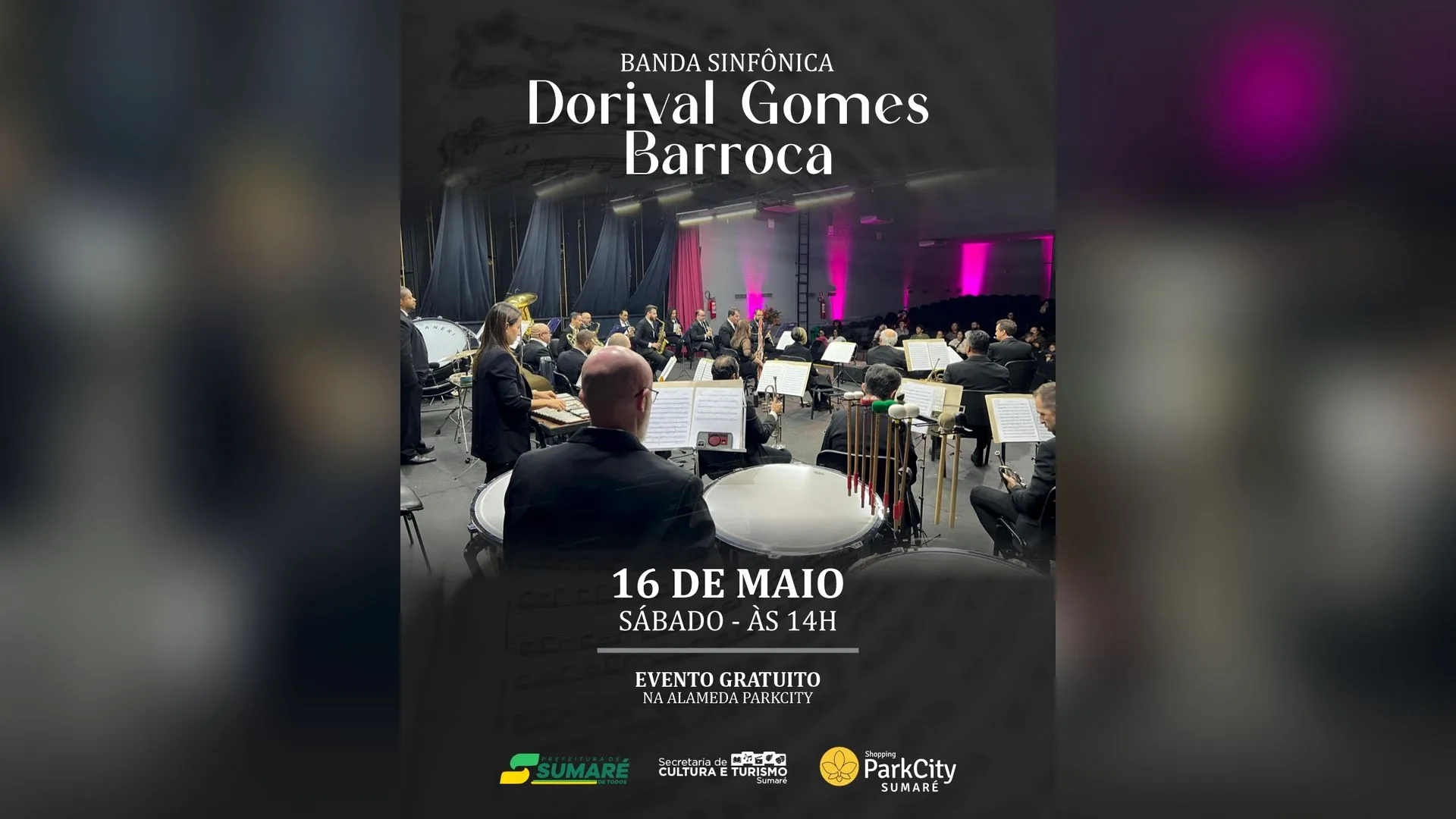 Banda Sinfônica Dorival Gomes Barroca se apresenta neste sábado, 16/5, no Shopping ParkCity Sumaré