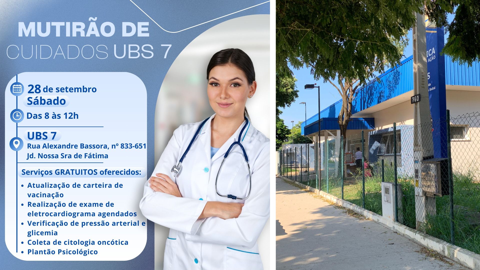 UBS 7 abre neste sábado em Nova Odessa para vacinação, exames e 'Plantão Psicológico' gratuito