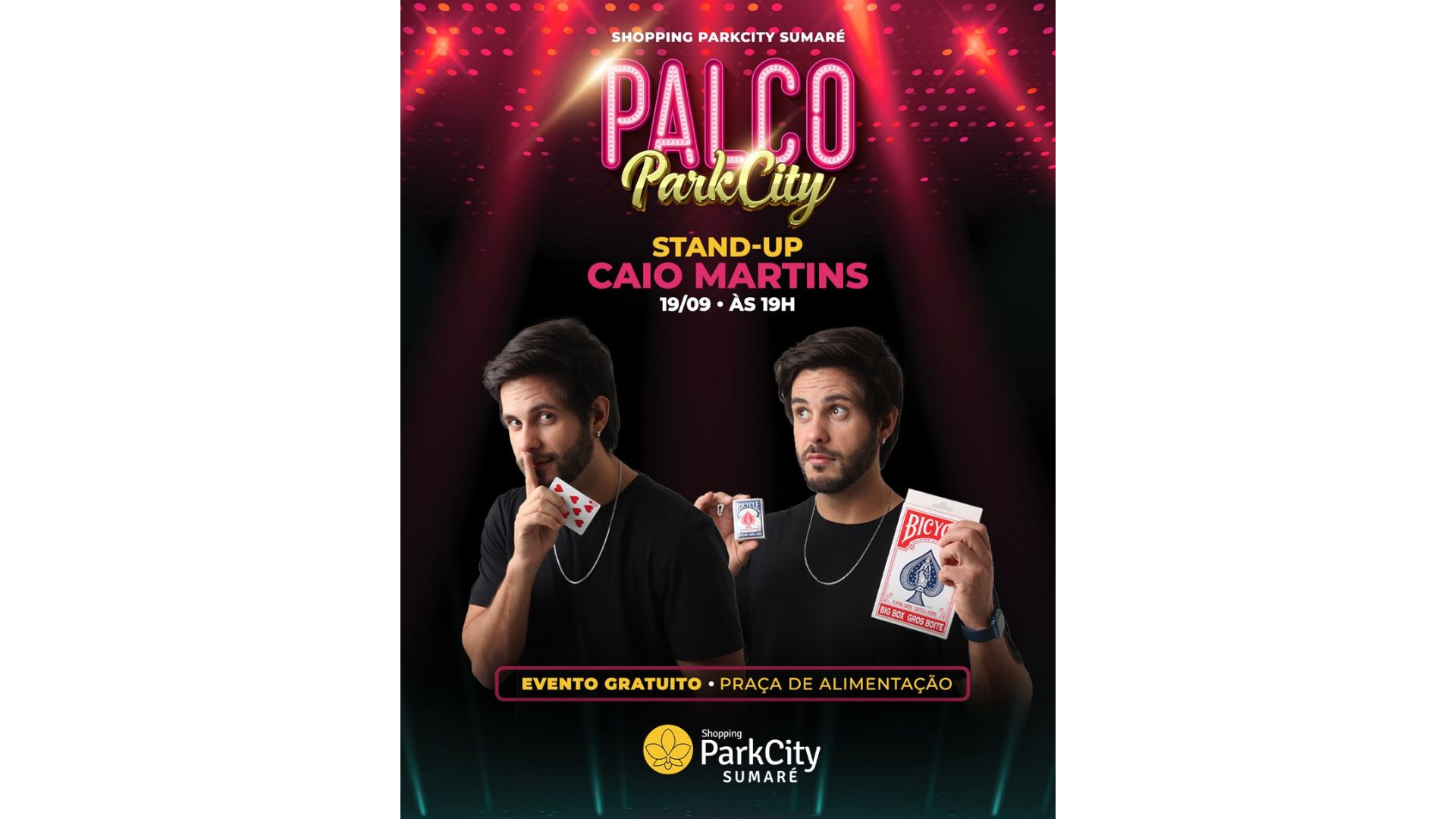 Caio Martins traz comédia mágica ao Shopping ParkCity Sumaré