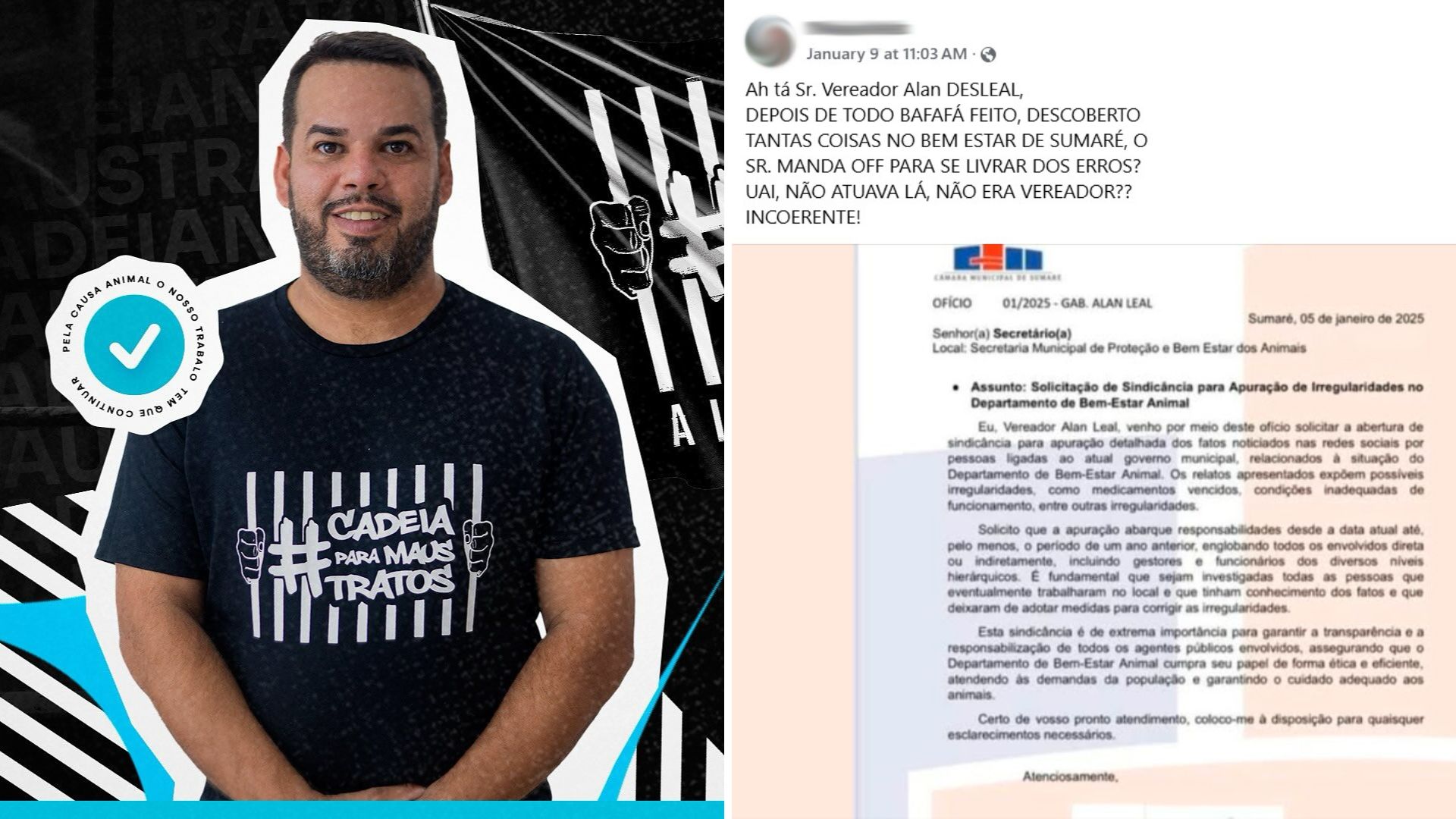 Vereador Alan Leal é Cobrado Após Pedido de Sindicância no Departamento de Bem-Estar Animal