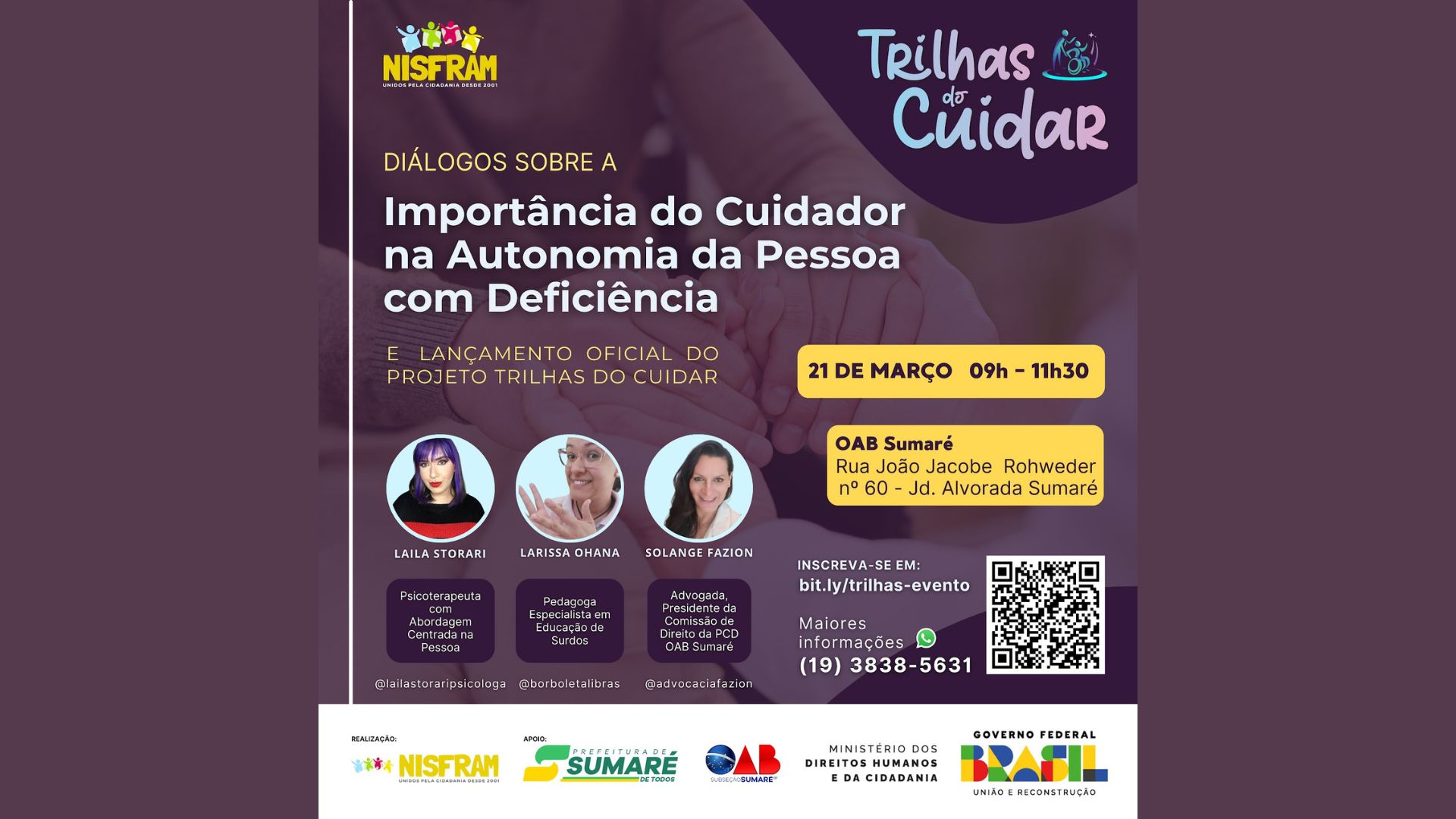 Evento discute a importância do cuidador na autonomia da pessoa com deficiência em Sumaré