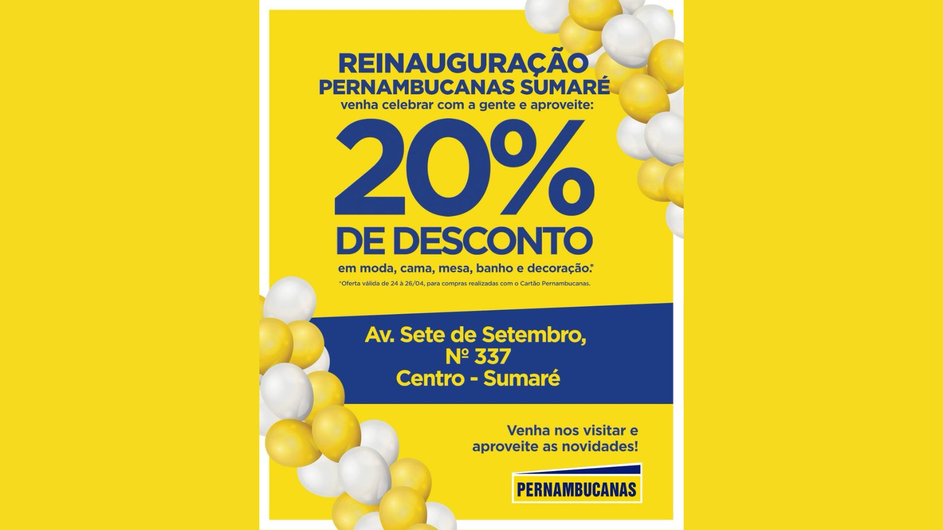Pernambucanas reinaugura loja em Sumaré com 20% de desconto nos dias 24 a 26 de abril