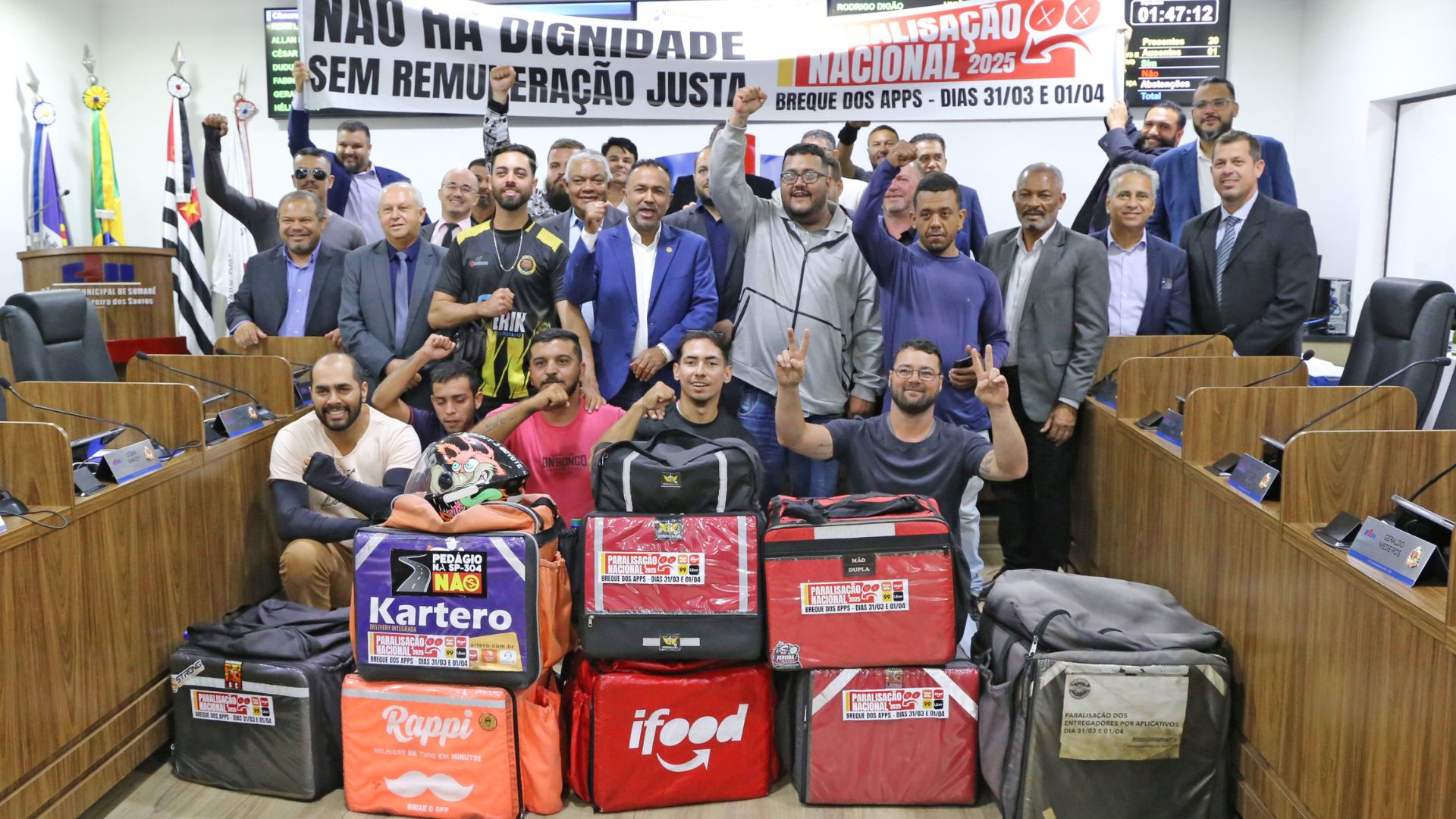 Câmara de Sumaré aprova moção de apoio a motoboys em greve nacional