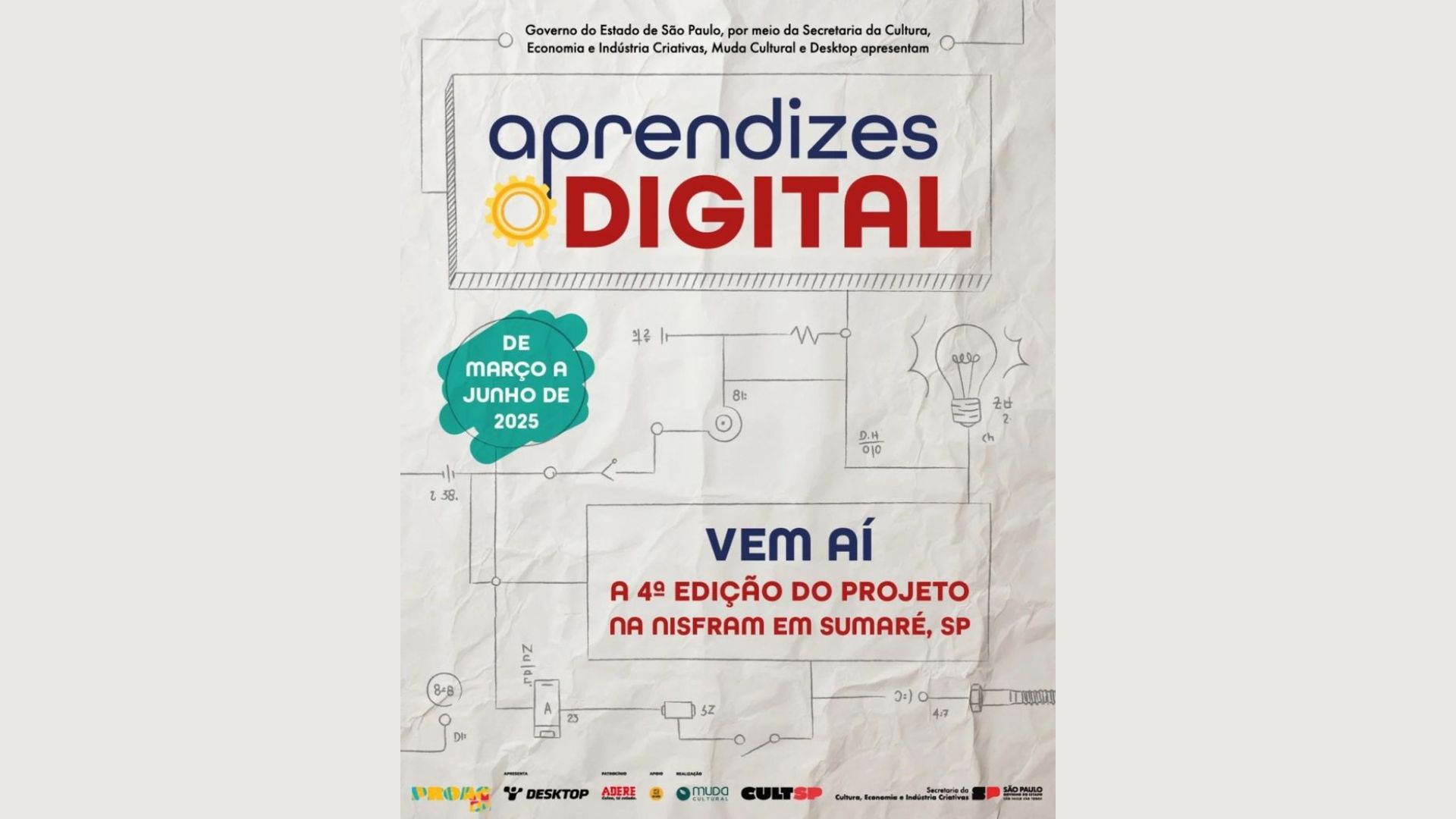 Muda Cultural lança 4ª edição do 'Aprendizes - Digital' com oficinas gratuitas em Sumaré