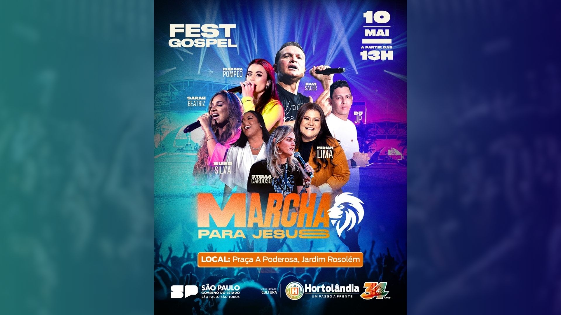 Hortolândia promove Fest Gospel com artistas da música cristã neste sábado, 10/05