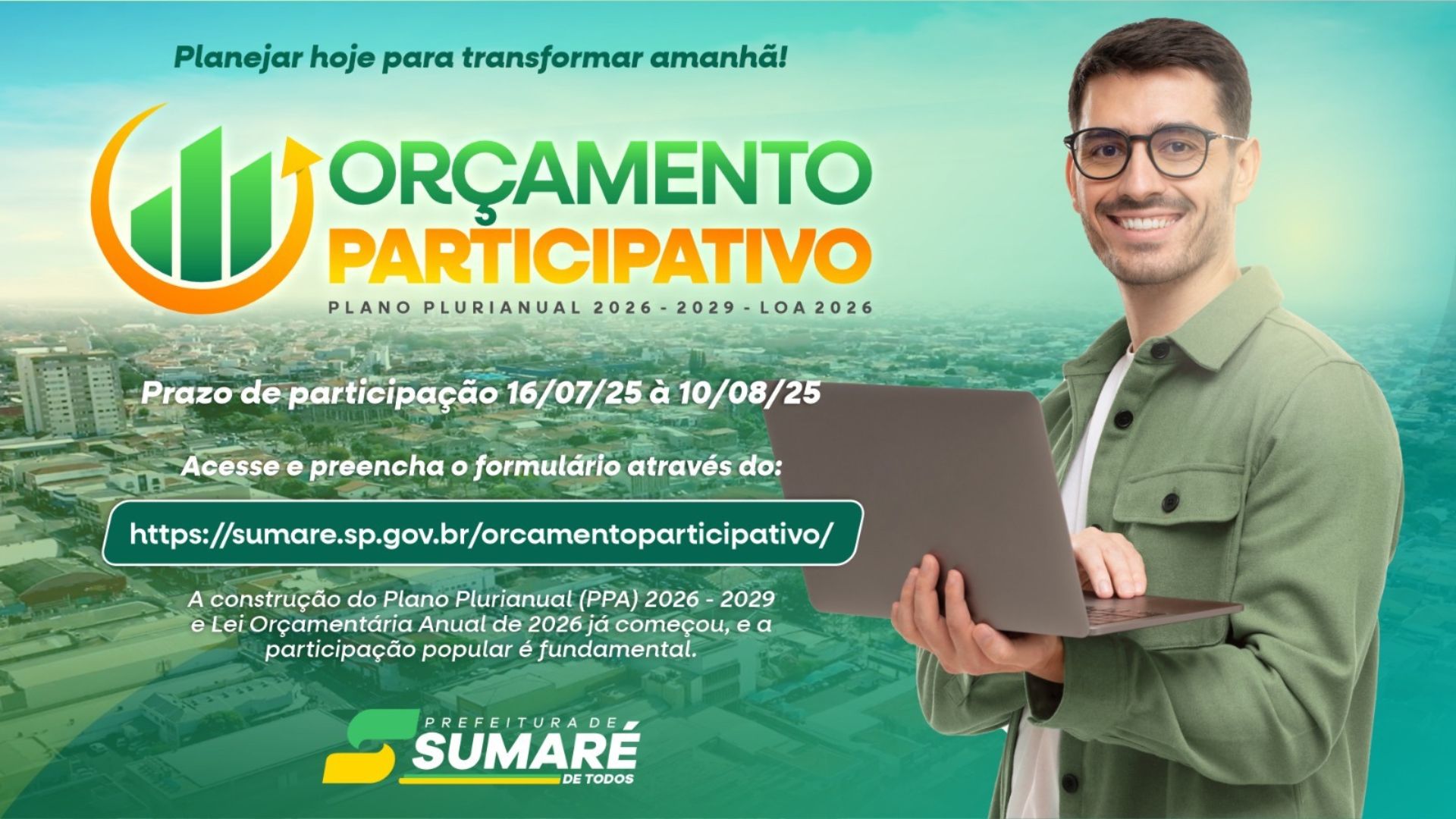 Sumaré abre consulta pública para sugestões no Orçamento Participativo 2026-2029