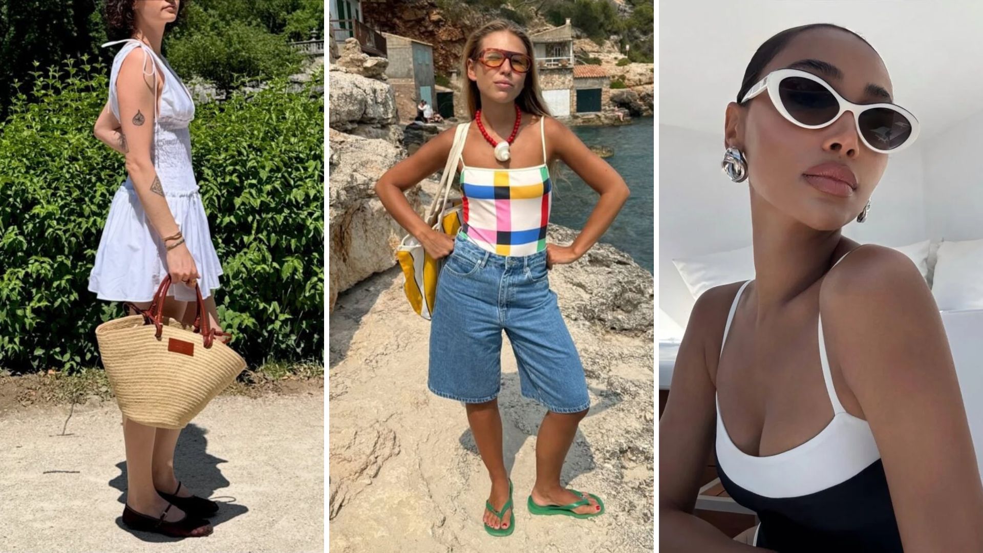 Óculos gatinho, colar de concha e bolsa de palha aparecem como apostas para o verão europeu