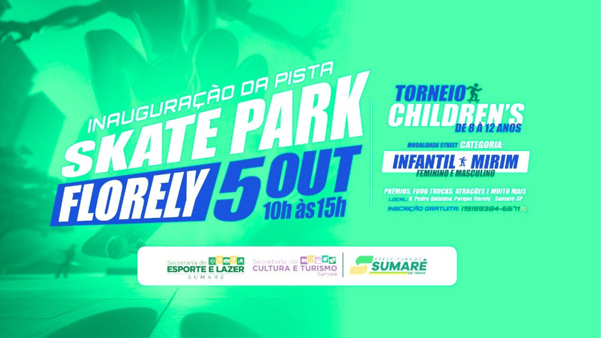 Prefeitura de Sumaré inaugura pista de skate no Parque Florely