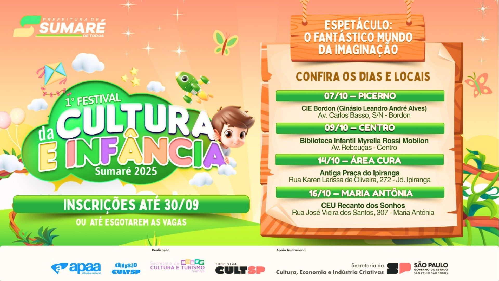 Sumaré realizará Festival Cultura e Infância em quatro regiões