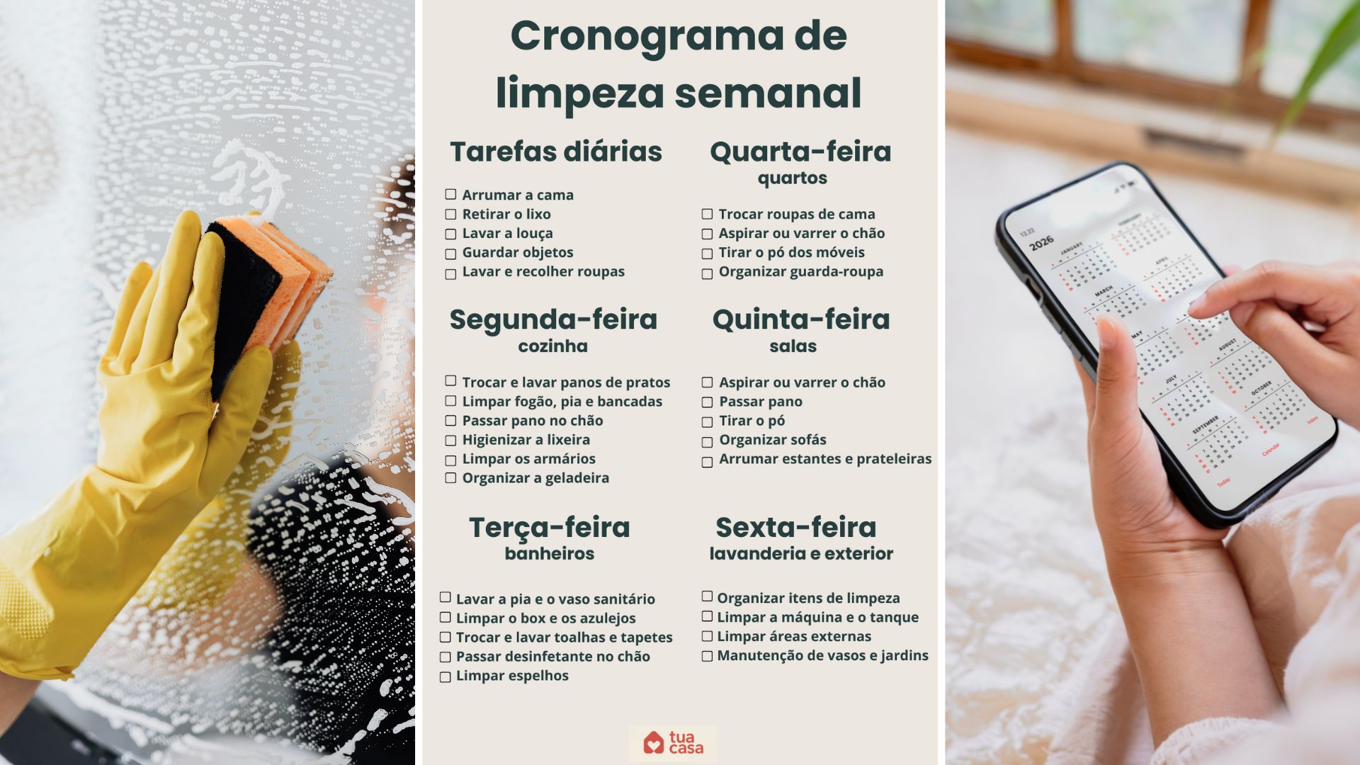 Cronograma de limpeza semanal para uma rotina mais leve e casa sempre impecável